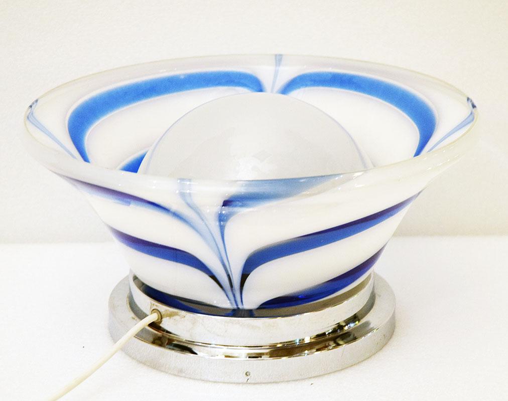 Mazzega Murano 70s table lamp with double glass For Sale 1