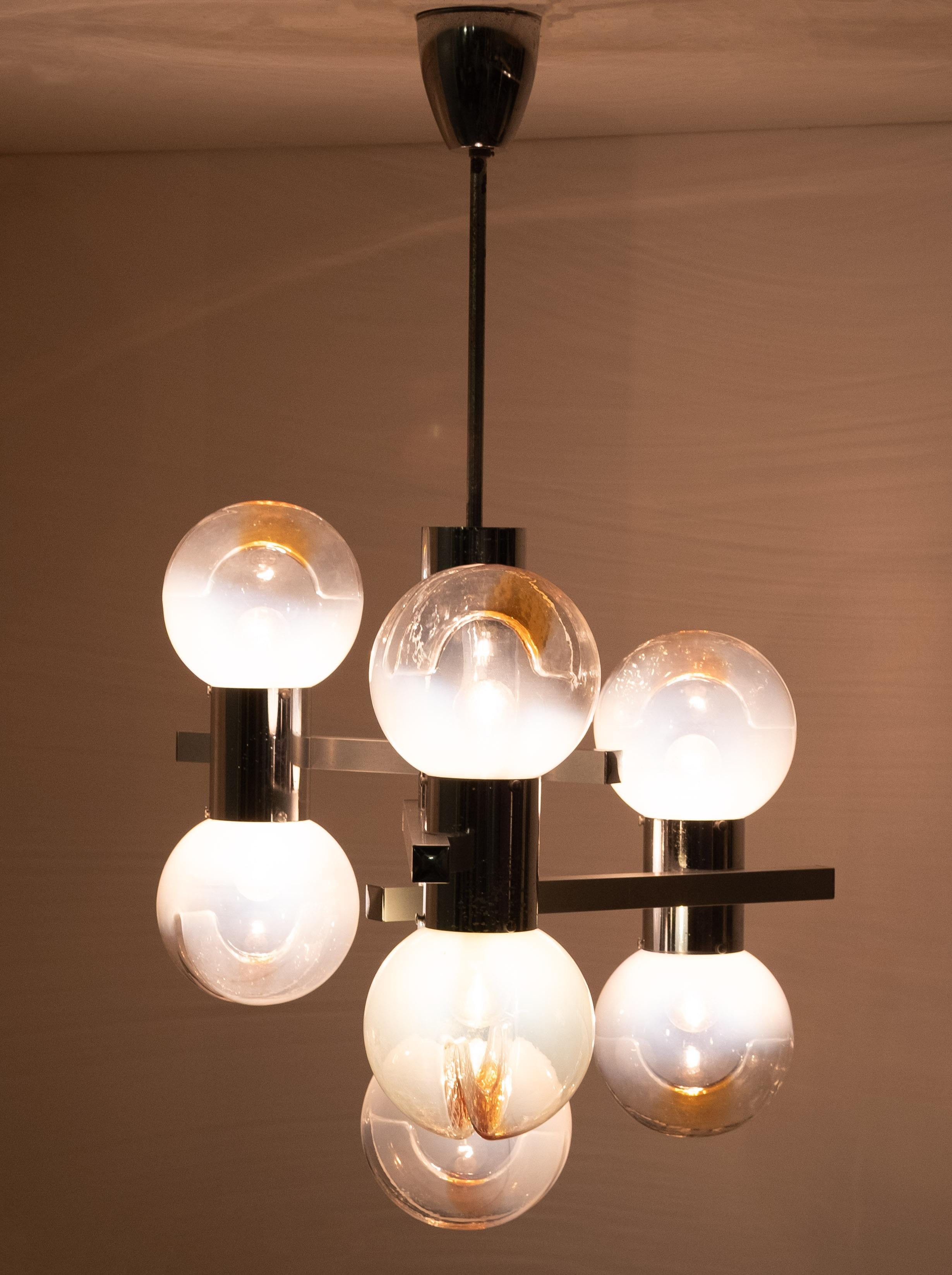 Lampadario Mazzega Murano / Lampada a sospensione in vetro A Space Age  Italia anni '70 in vendita 7