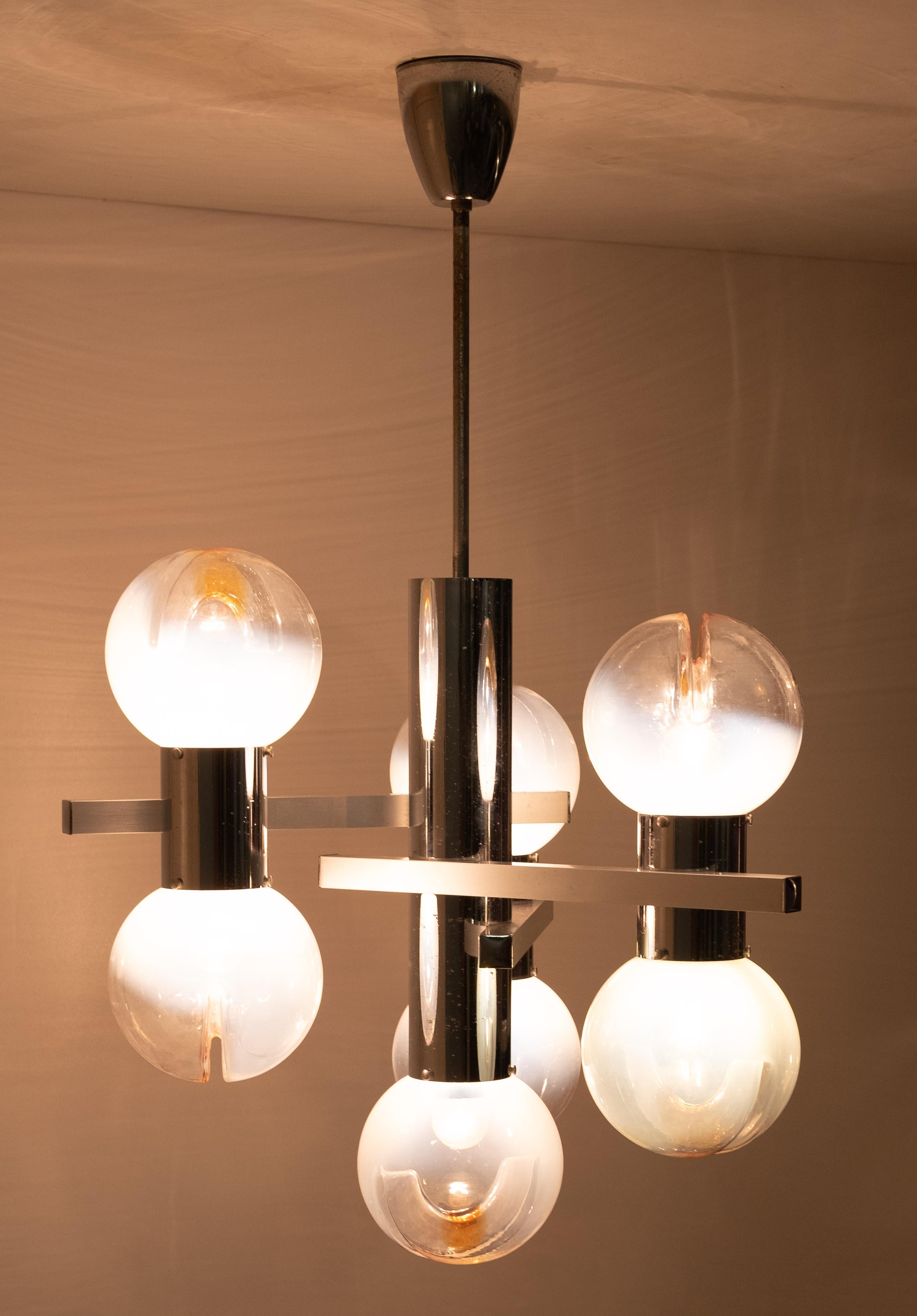 Lampadario Mazzega Murano / Lampada a sospensione in vetro A Space Age  Italia anni '70 in vendita 8