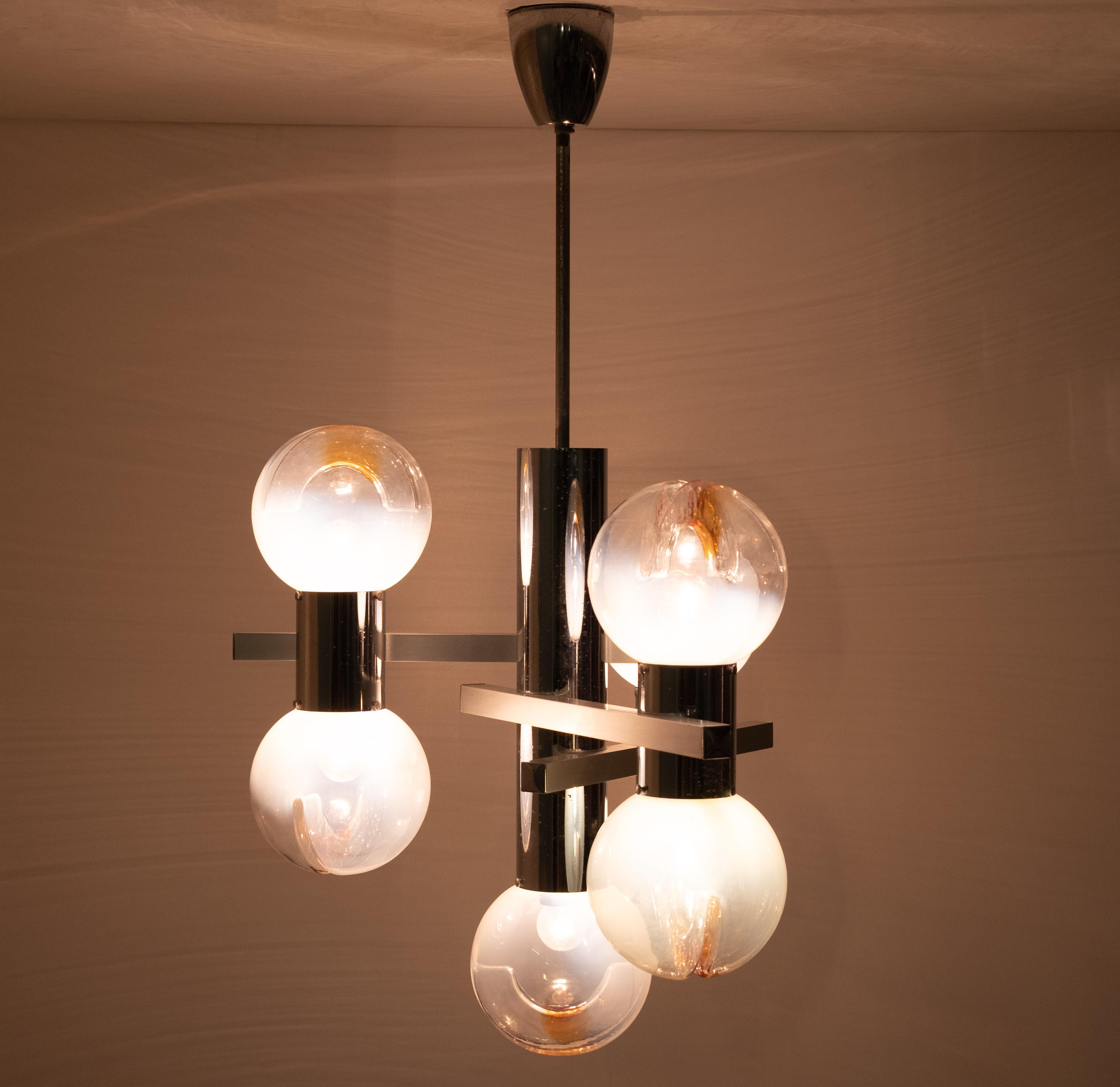 Lampadario Mazzega Murano / Lampada a sospensione in vetro A Space Age  Italia anni '70 in vendita 9