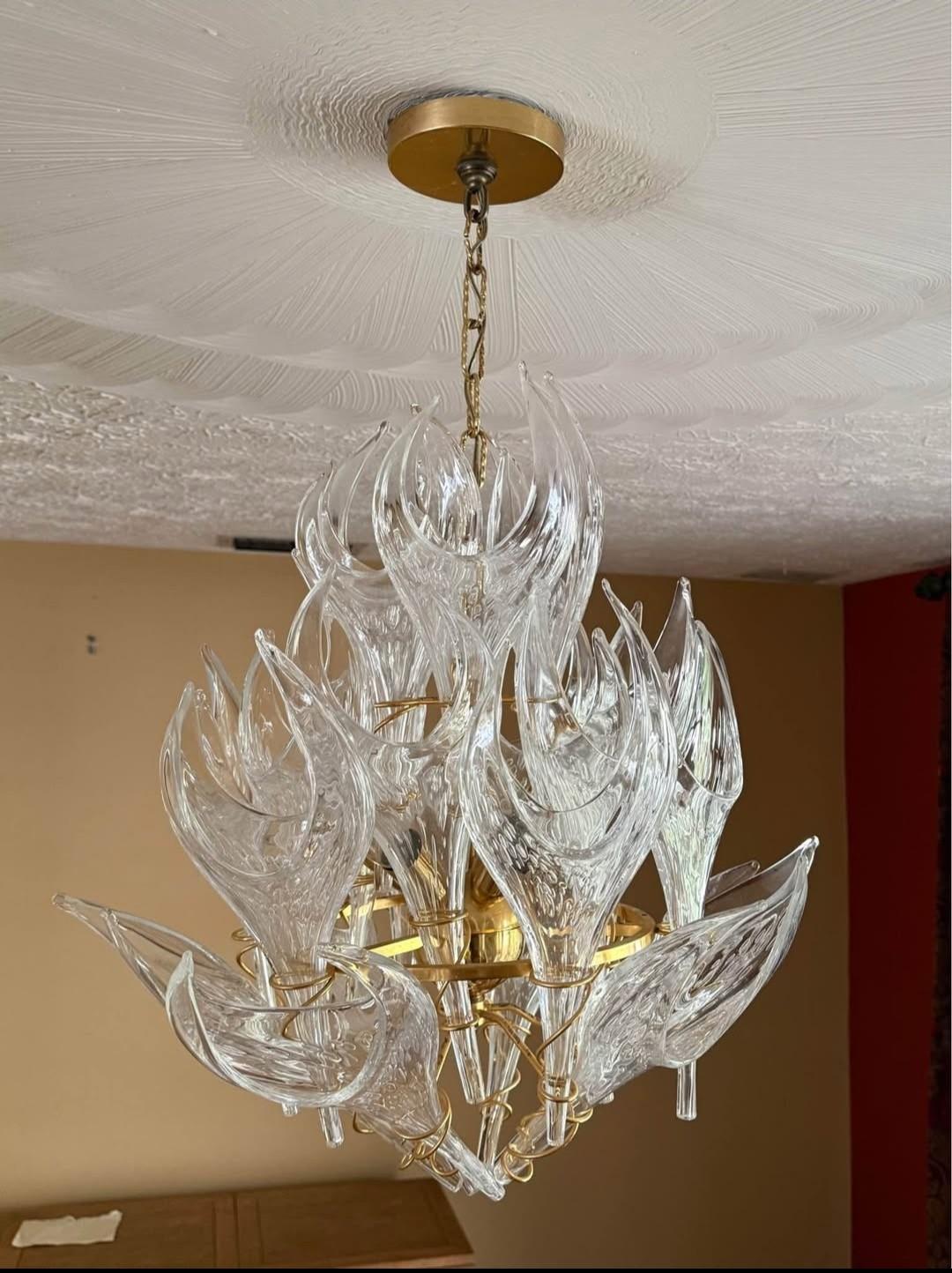 italien Mazzega Murano Lustre à flamme 1970 en vente