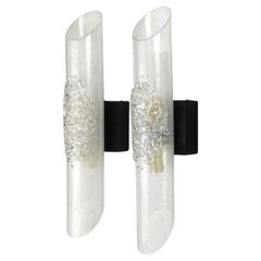 Mazzega Murano Frosted Glass Wall Lights, Sconces Italy, 1970s