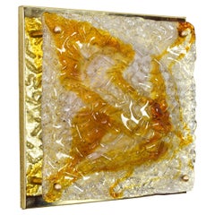 Mazzega Murano Glass and Brass Midcentury Italian Modern Flushmount Sconce 60s Mazzega Murano Glass and Brass Midcentury Italian Modern Flushmount Sconce 60s