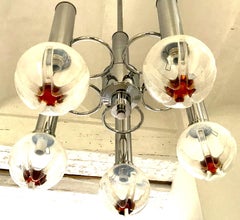 Mazzega mid-century Murano Chandelier glass Globes Handblown italian, 1970