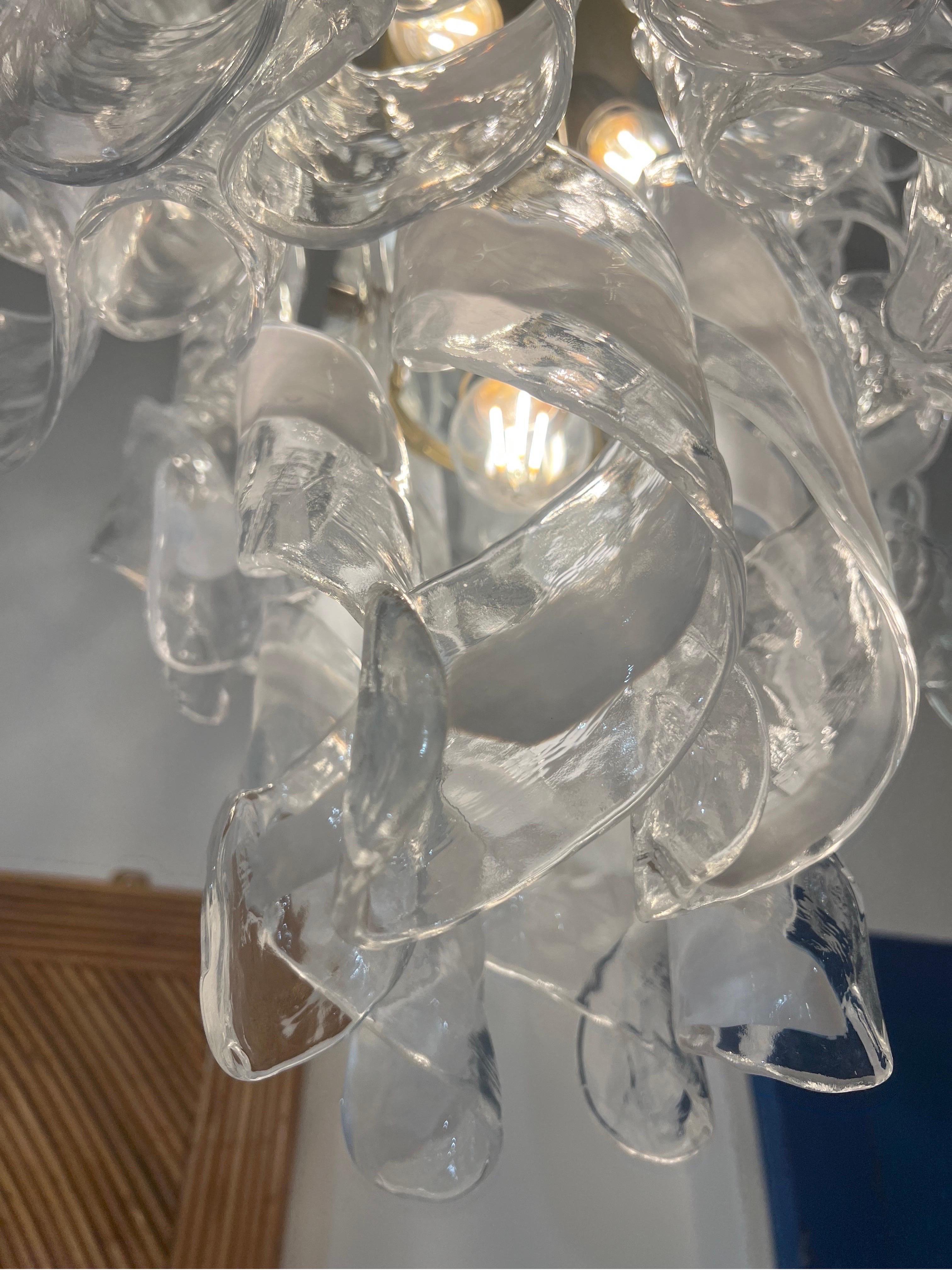 Mazzega Murano glass chandelier  In Good Condition For Sale In London, GB