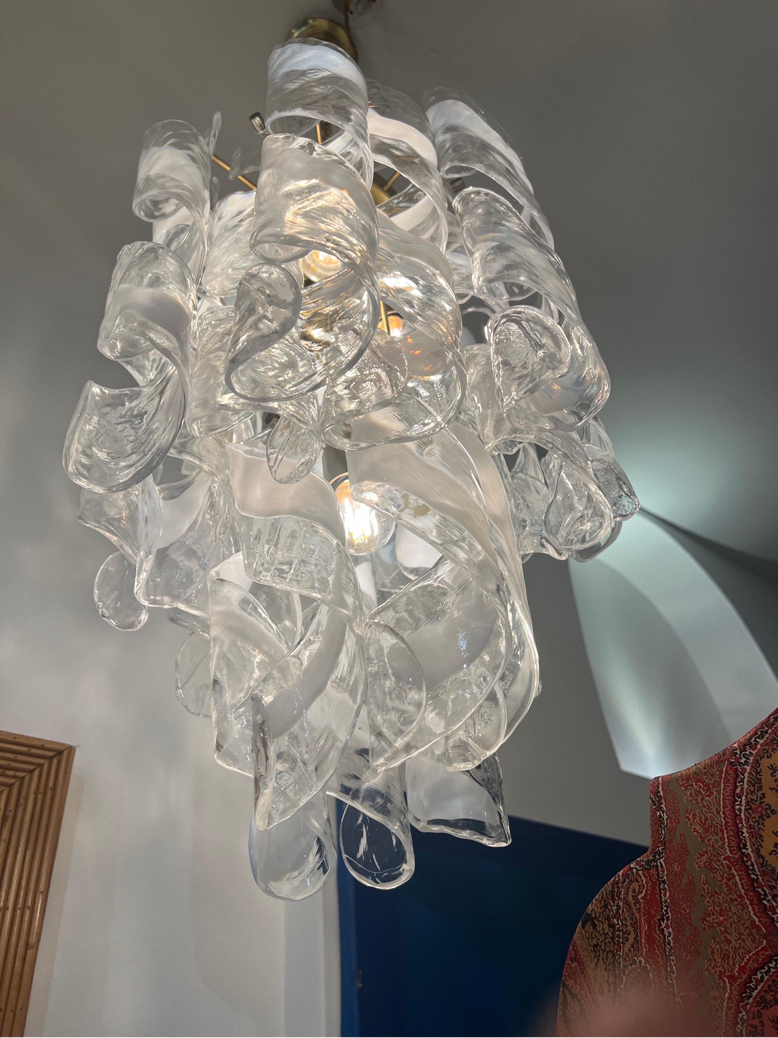 Mid-20th Century Mazzega Murano glass chandelier  For Sale