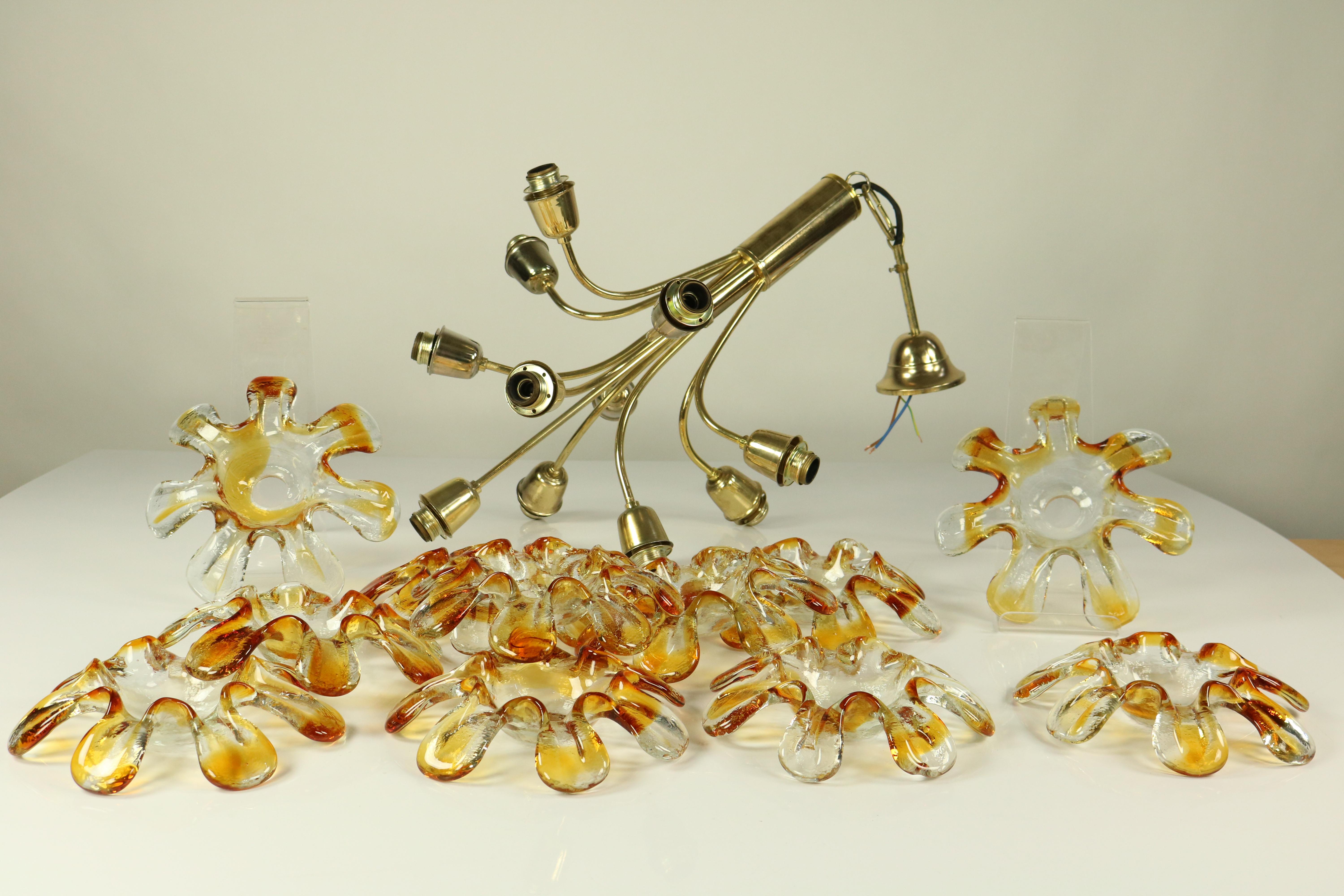 Mazzega Murano Glass Flower or Blossom Chandelier 11 Light Pendant Lamp For Sale 2