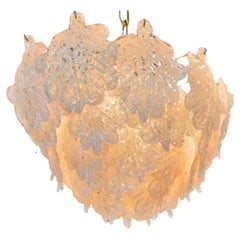 Retro Mazzega Murano Glass Iced Leaves Chandelier, 1960s-70s, 36 leaves total*