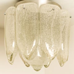 Mazzega Murano Glass Leafs Flush Mount, Italy, 1970