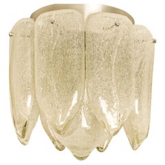 Mazzega Murano Glass Leafs Flush Mount, Italy, 1970