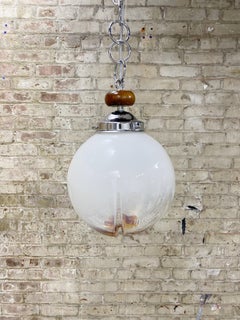 Mazzega Murano Italian Mid-Century Glass Globe Pendant Light