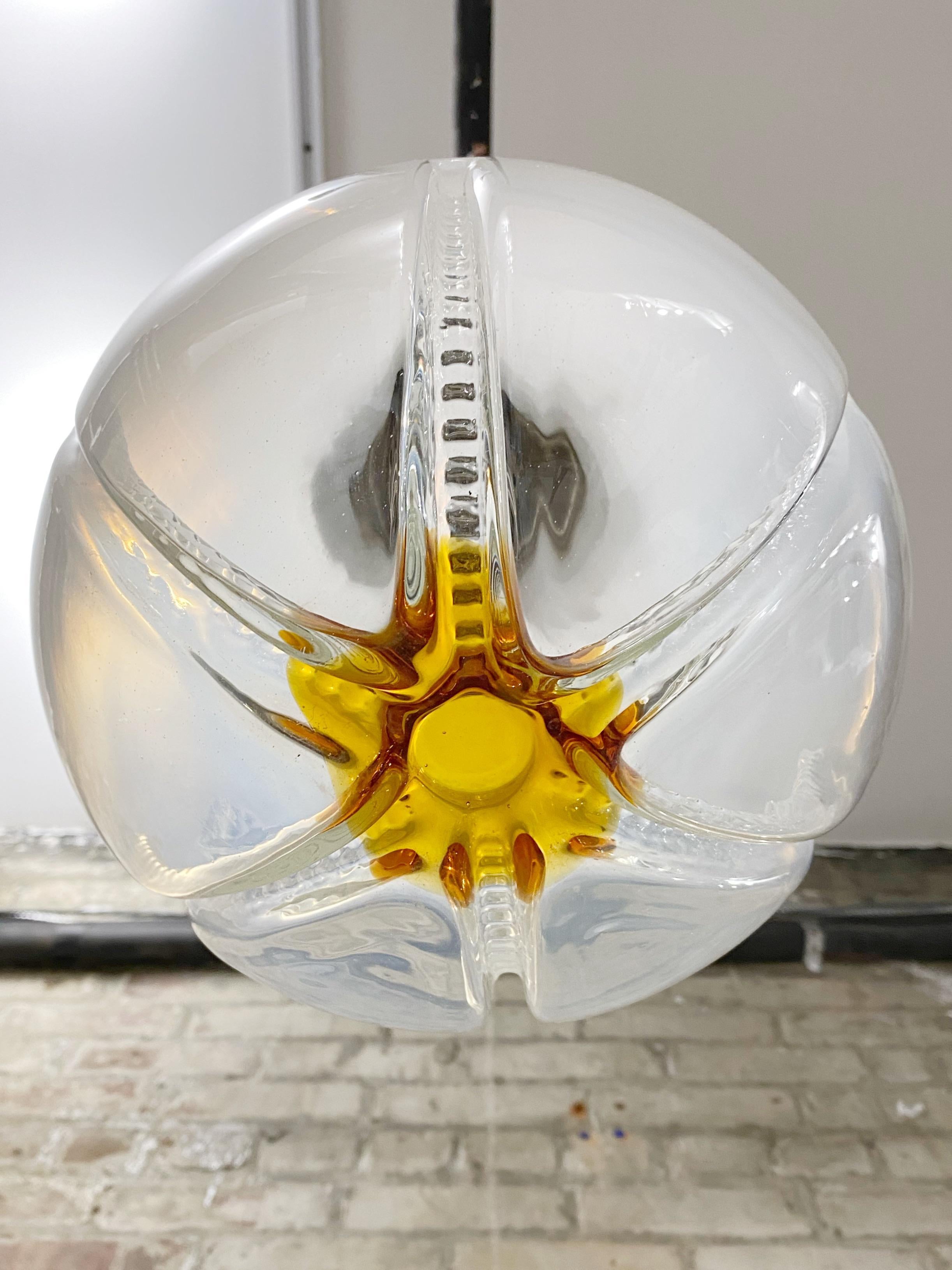 Mid-20th Century Mazzega Murano Italian Mid-Century Glass Globe Pendant Light For Sale