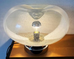 Lampe Mazzega Murano verre Pulginiso et acier inoxydable 1971
