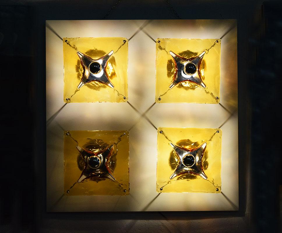 Aplique grande Mazzega Murano de 4 luces Años 70 en venta 2