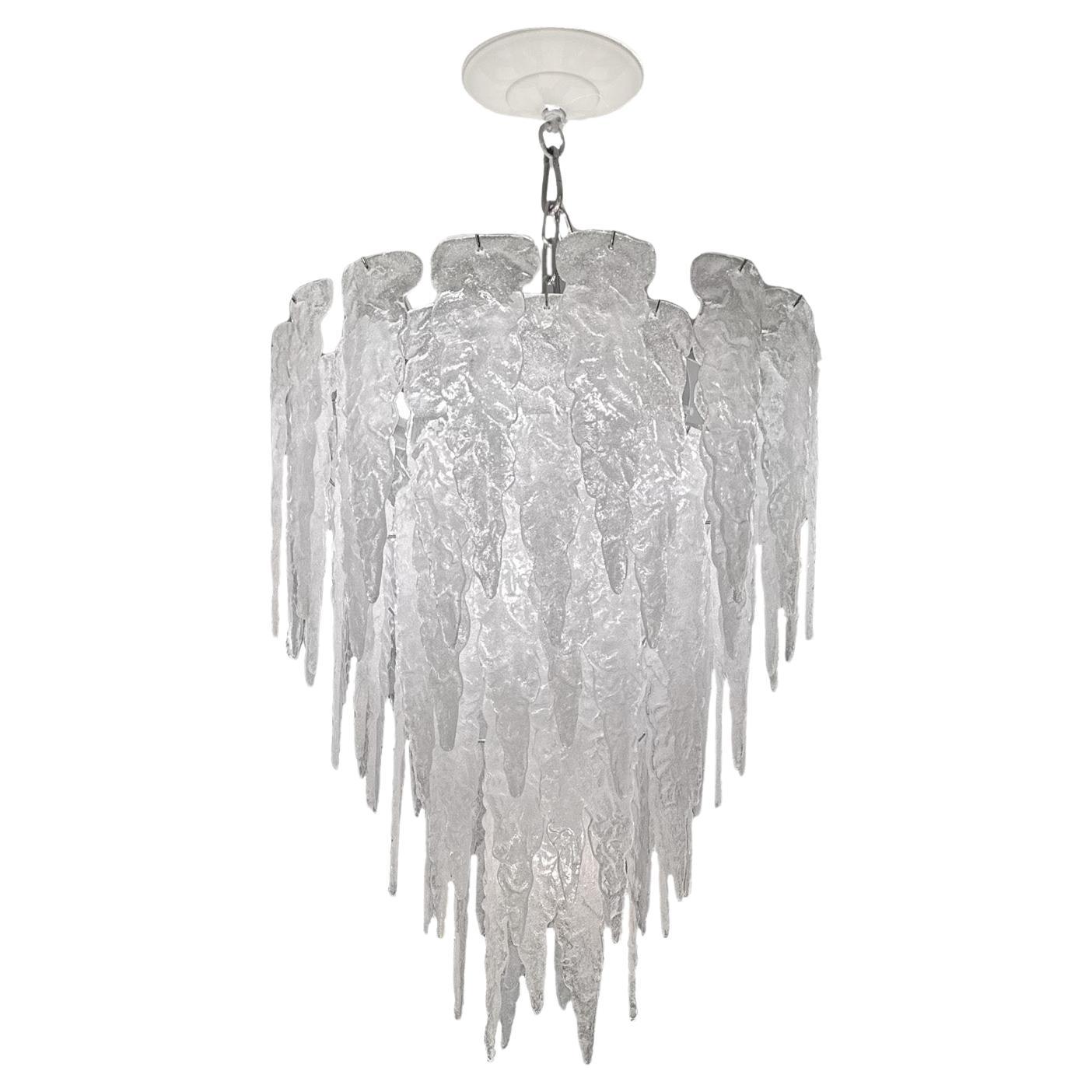 Mazzega Murano Pulegoso Glass Stalactite Chandelier 1970s