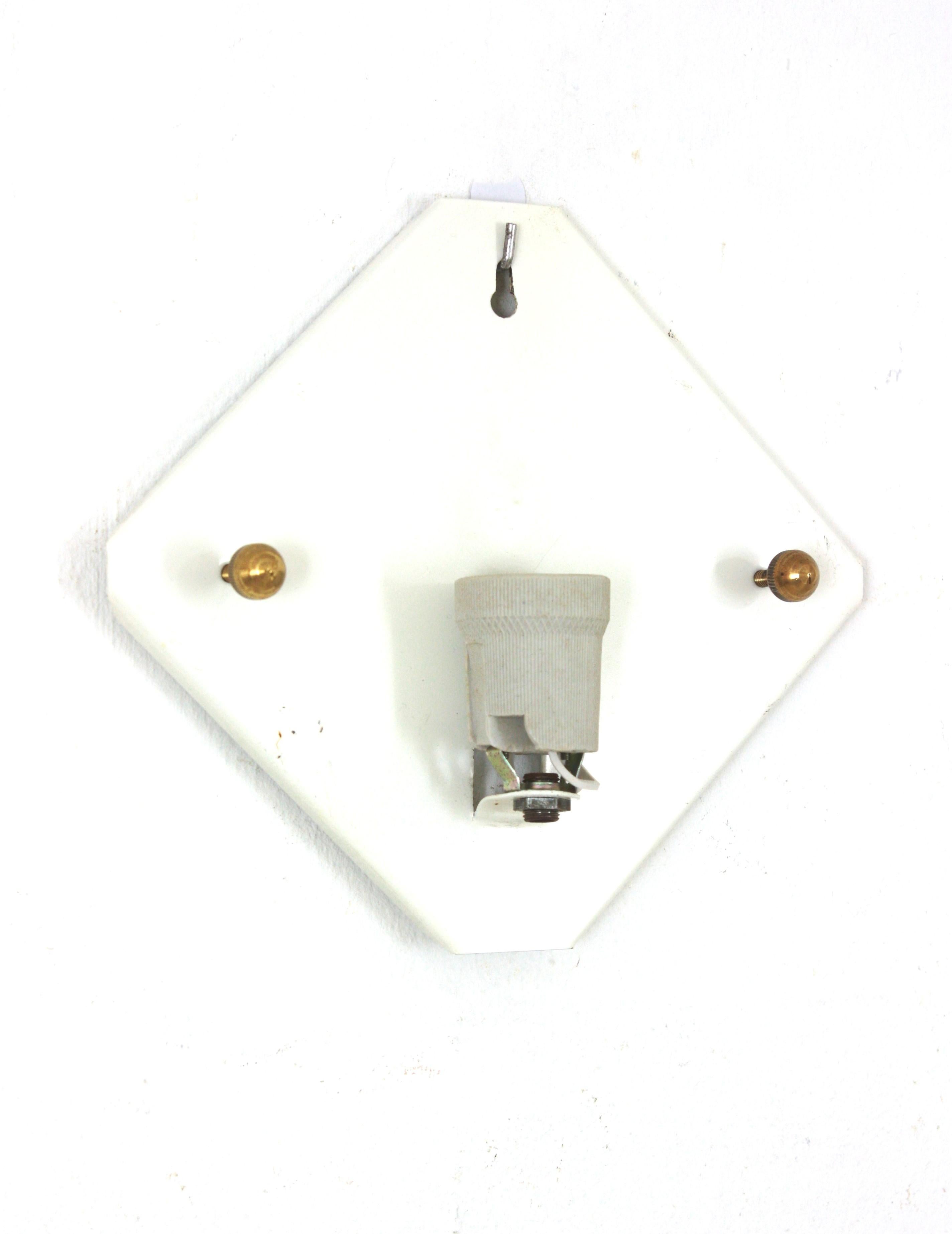 Mazzega Murano Rhombus Wall Light in Textured Clear Glass and Gold Flecks For Sale 7
