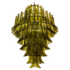 Gruppo Luce made by La Murrina Round Green Colour Midcentury Chandelier, 1980