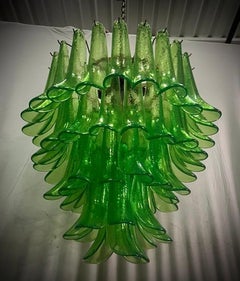 Lustre du milieu du siècle Mazzega Murano rond de couleur verte, 2000
