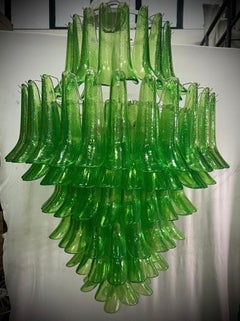Lustre du milieu du siècle Mazzega Murano rond de couleur verte, 2000