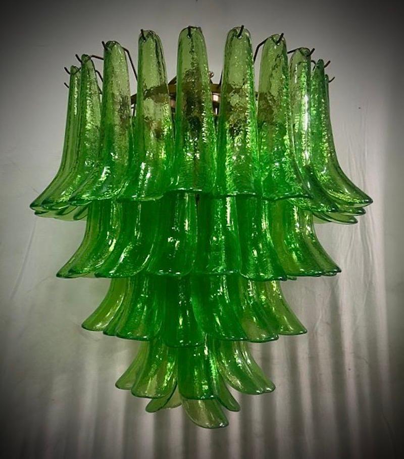 Contemporary Mazzega Murano Round Green Color Midcentury Chandelier, 2000 For Sale