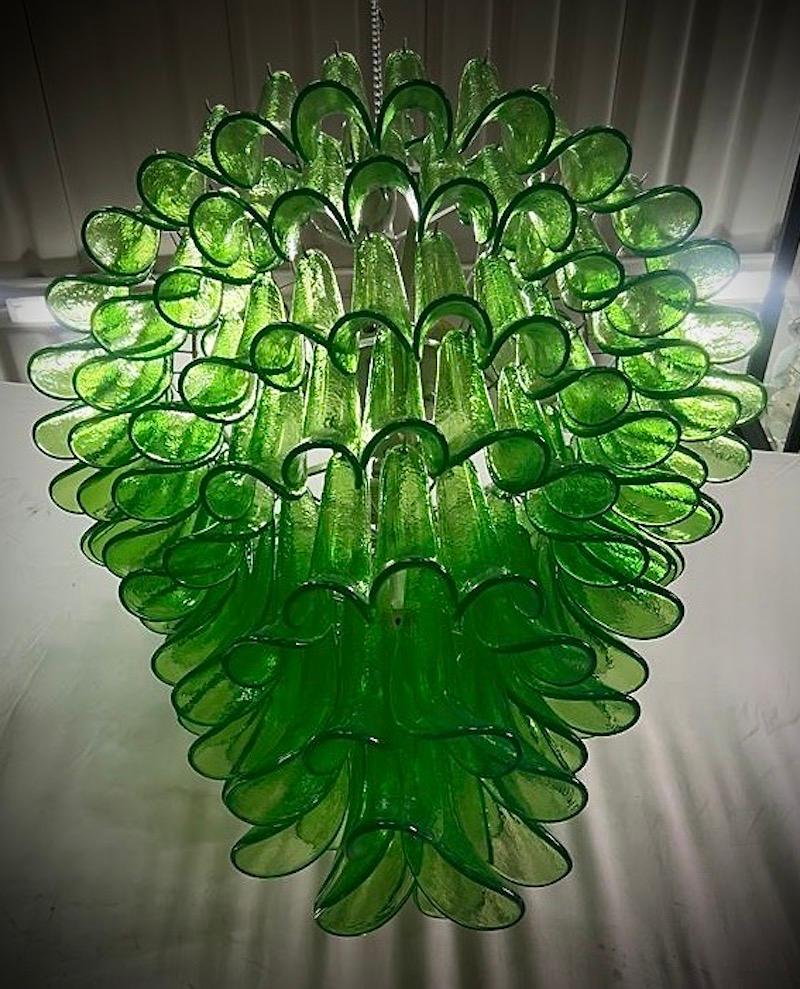 Mazzega Murano Round Green Color Midcentury Chandelier, 2000 For Sale 1