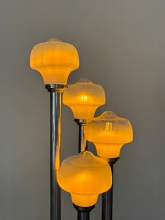 Mazzega Murano Sculptural Floor Lamp in Chrome & Glass, Italy, 1970s
