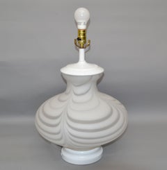 Mazzega Murano Style Table Lamp Swirled Mottled White Murano Glass 1970 Italy