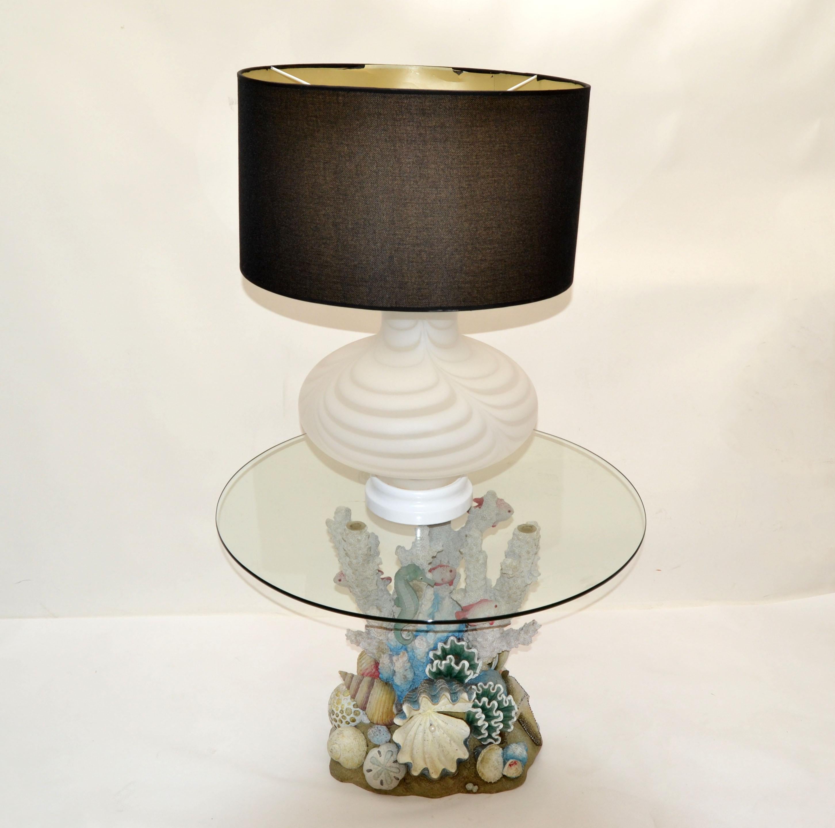 Mazzega Murano Style Table Lamp Swirled Mottled White Murano Glass 1970 Italy For Sale 1