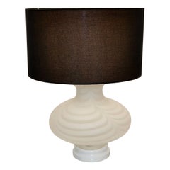 Mazzega Murano Style Table Lamp Swirled Mottled White Murano Glass 1970 Italy