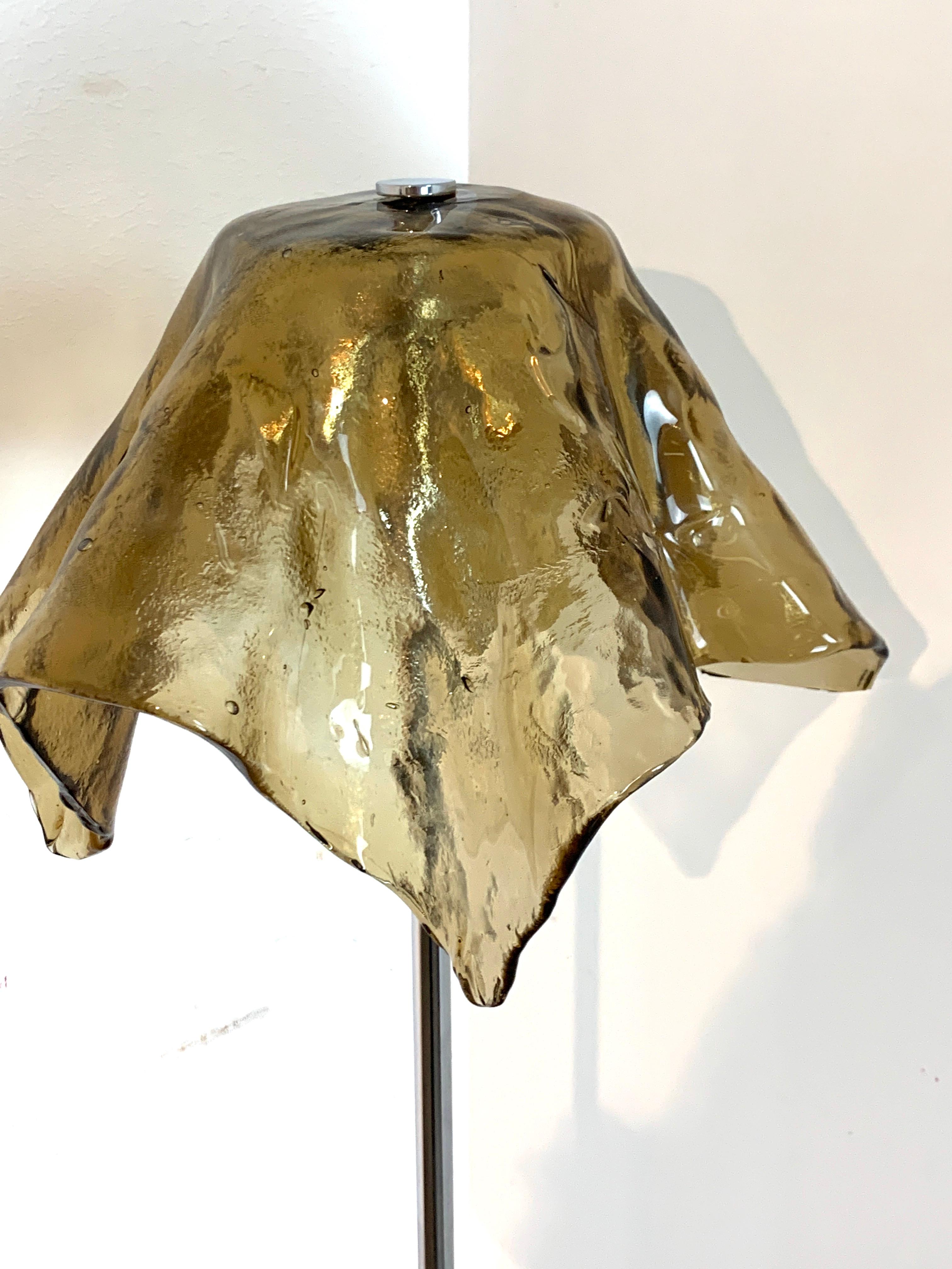 20th Century Mazzega Murano Topaz Handkerchief Floor Lamp by Carlo Nason