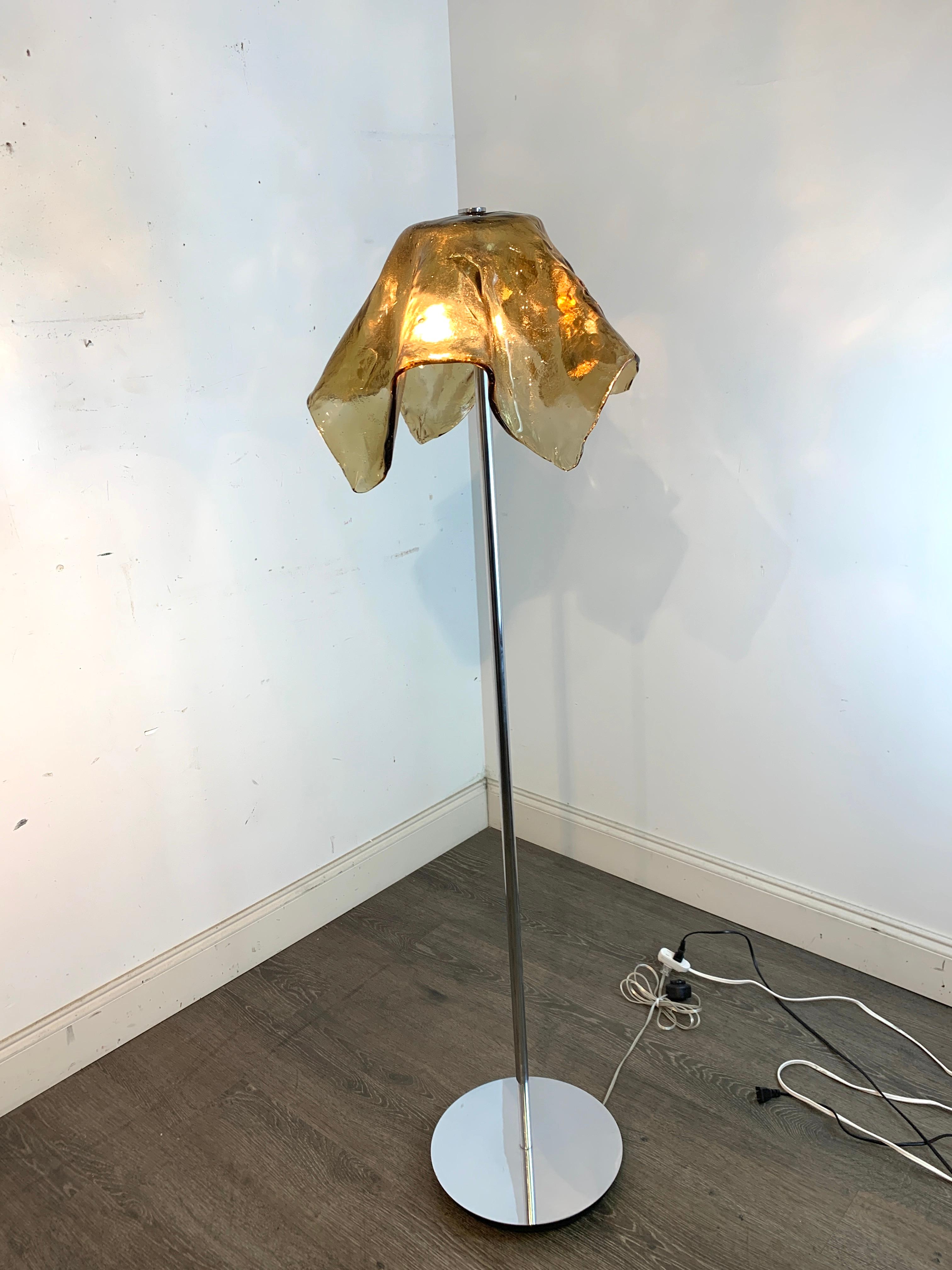 Mazzega Murano Topaz Handkerchief Floor Lamp by Carlo Nason 1