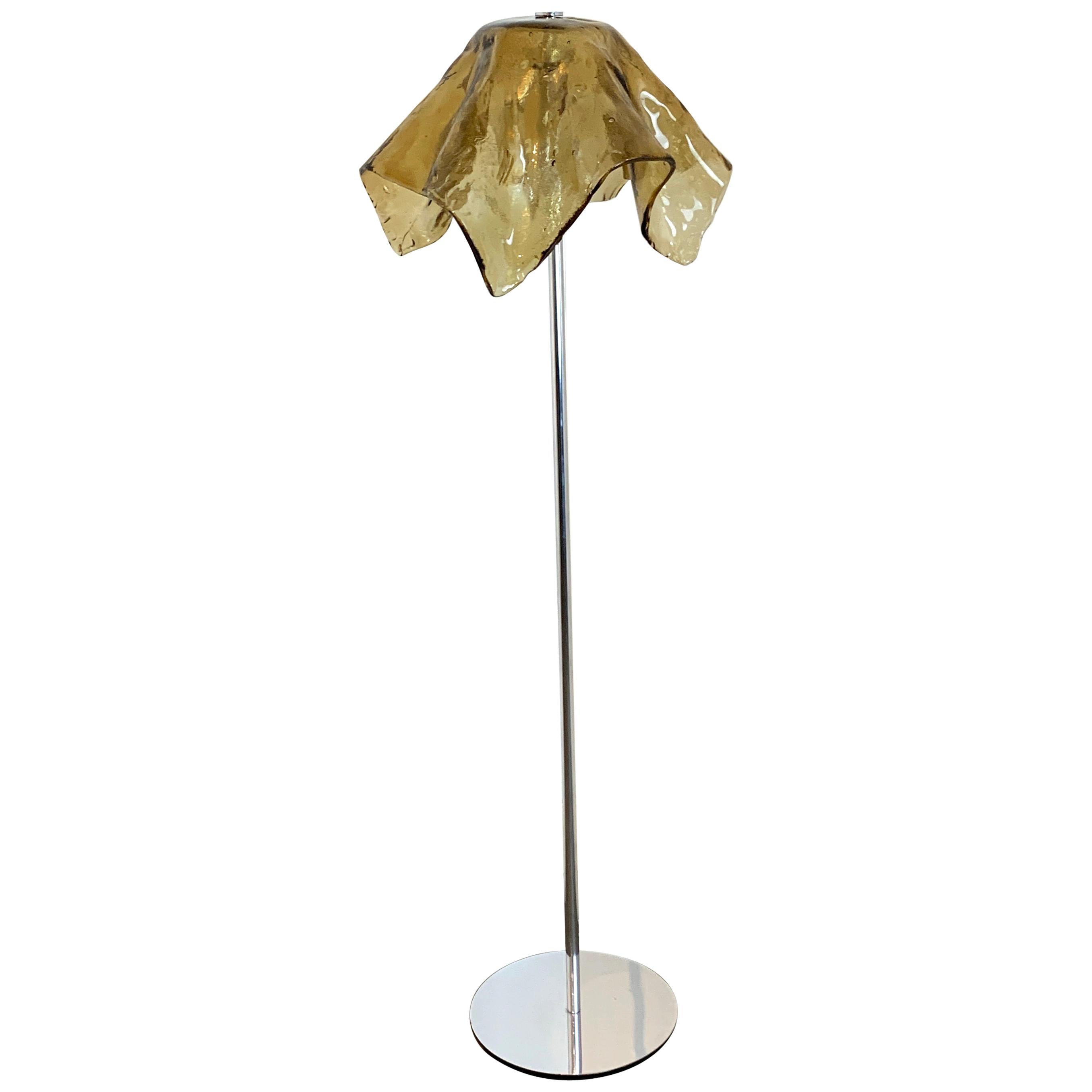 Mazzega Murano Topaz Handkerchief Floor Lamp by Carlo Nason