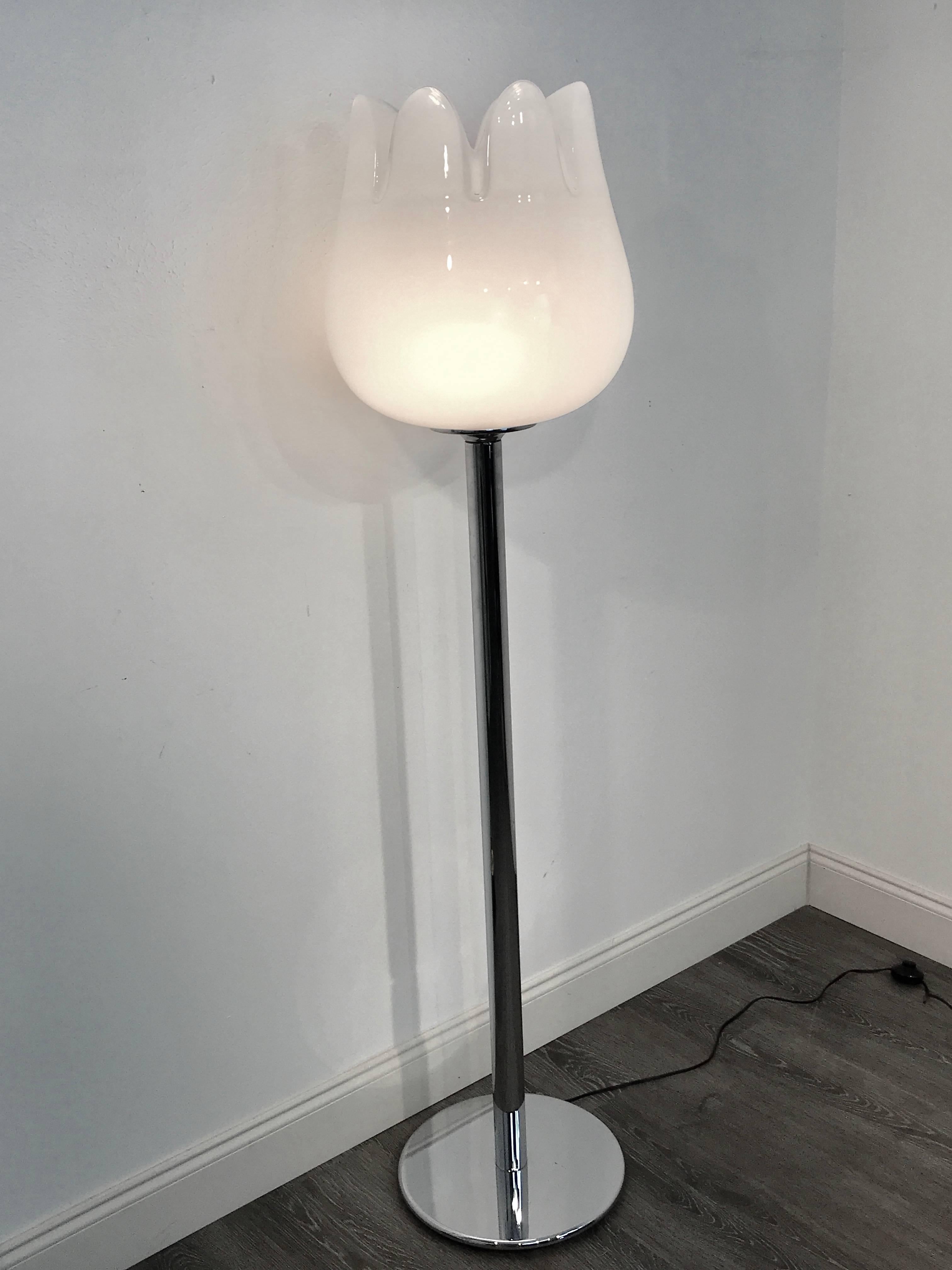 Murano Glass Mazzega Murano Tulip Floor Lamp For Sale