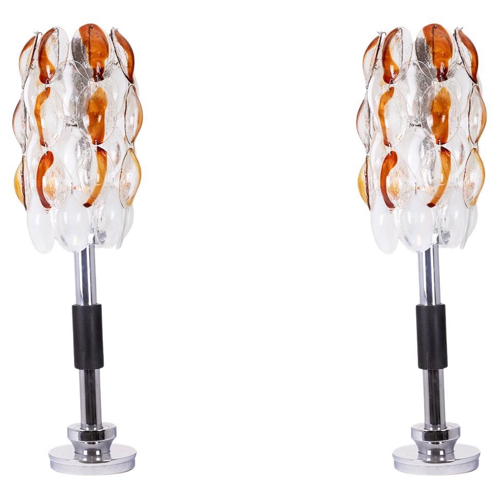 Mazzega. Pair of foot lamps, or floor lamps. 1970s.