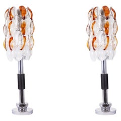 Mazzega. Pair of foot lamps, or floor lamps. 1970s.