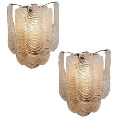 Mazzega Pair of Italian Murano Glass Wall Sconces