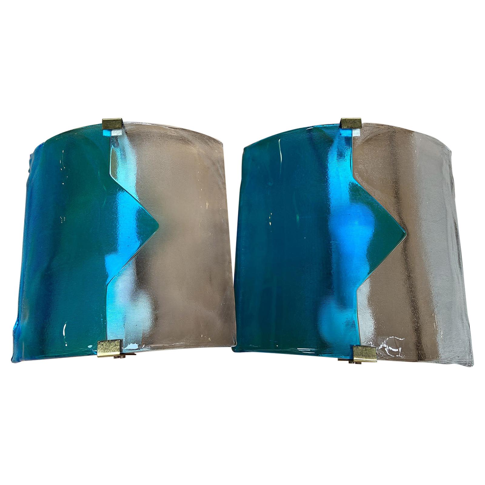 Mazzega, Pair of Wall Lamps, circa 1975 For Sale