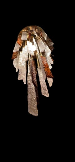 Mazzega Pendant Glass Bicolre Murano Ice Frost Model, Italy, 1970