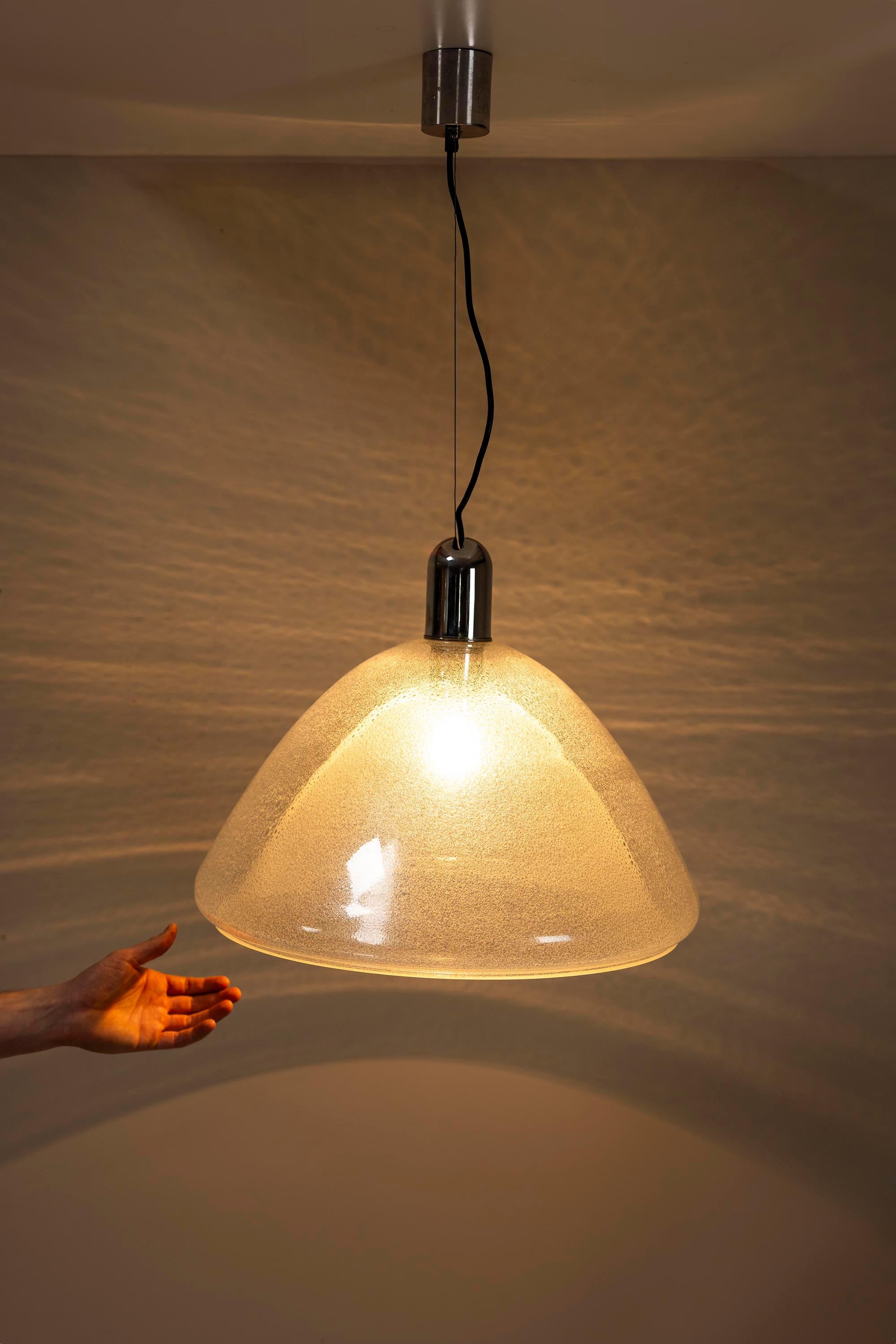 Mazzega Pendant Lamp in Bullicante Murano Glass by Carlo Nason, Italy 1970s For Sale 6