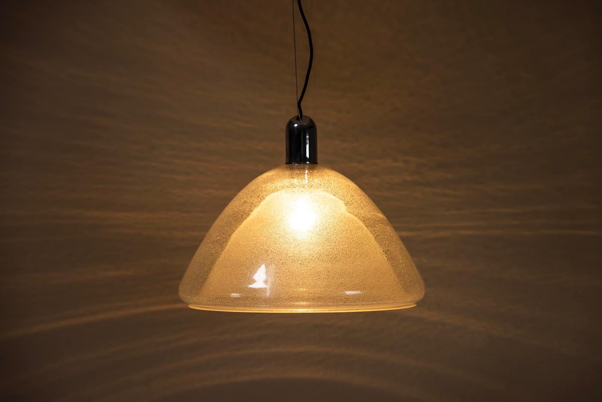 Mazzega Pendant Lamp in Bullicante Murano Glass by Carlo Nason, Italy 1970s For Sale 7