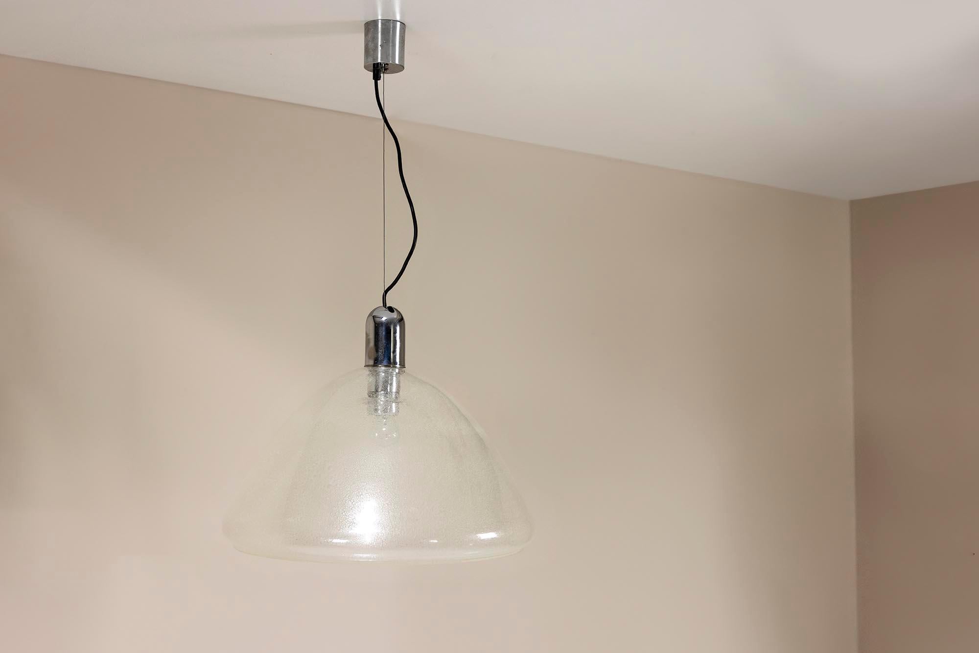Italian Mazzega Pendant Lamp in Bullicante Murano Glass by Carlo Nason, Italy 1970s For Sale