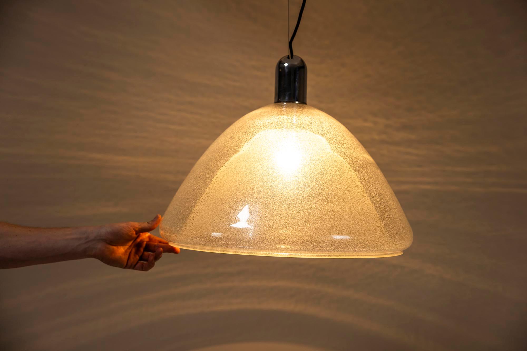 Mazzega Pendant Lamp in Bullicante Murano Glass by Carlo Nason, Italy 1970s For Sale 1
