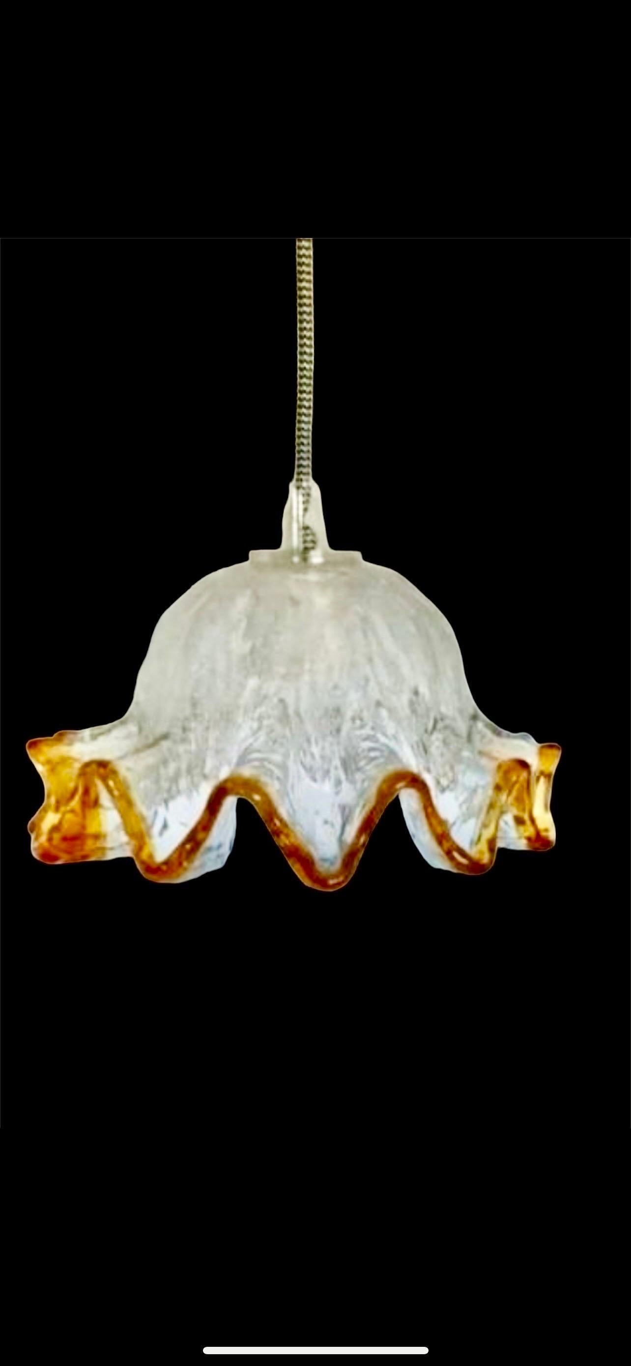 Mid-Century Modern Mazzega Pendant Pair with Glass Murano Bicolore, Italy, 1970 For Sale