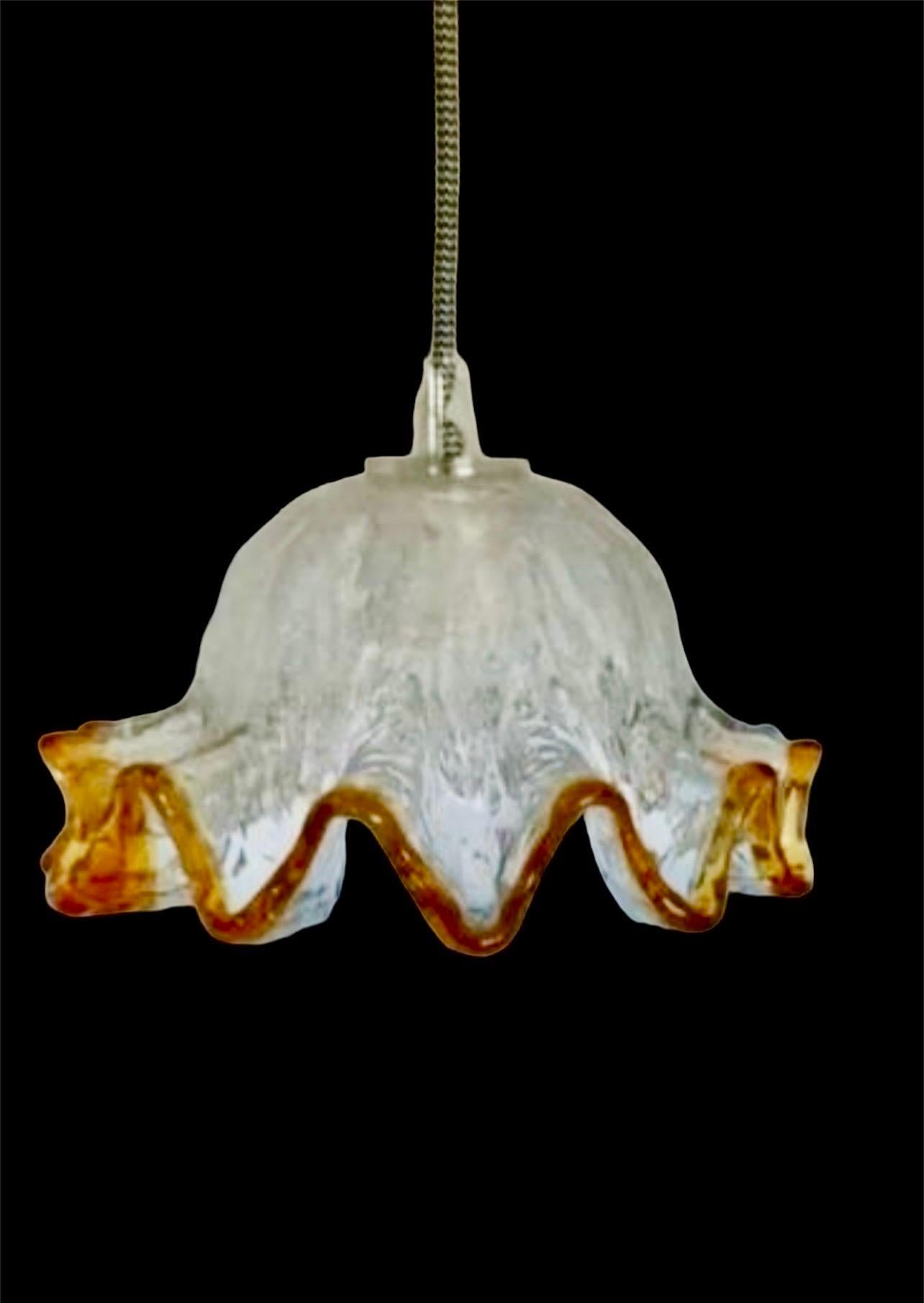 Mazzega Pendant Pair with Glass Murano Bicolore, Italy, 1970 In Good Condition For Sale In DÉNIA, ES