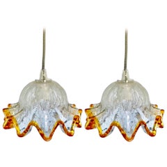 Mazzega Pendant Pair with Glass Murano Bicolore, Italy, 1970