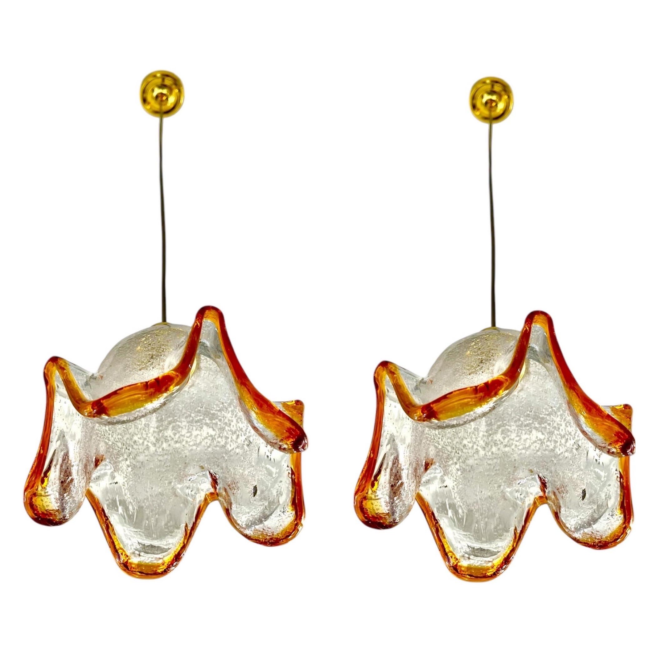 Mazzega Pendant with Glass Murano Bicolore 3 units  , Italy, 1970