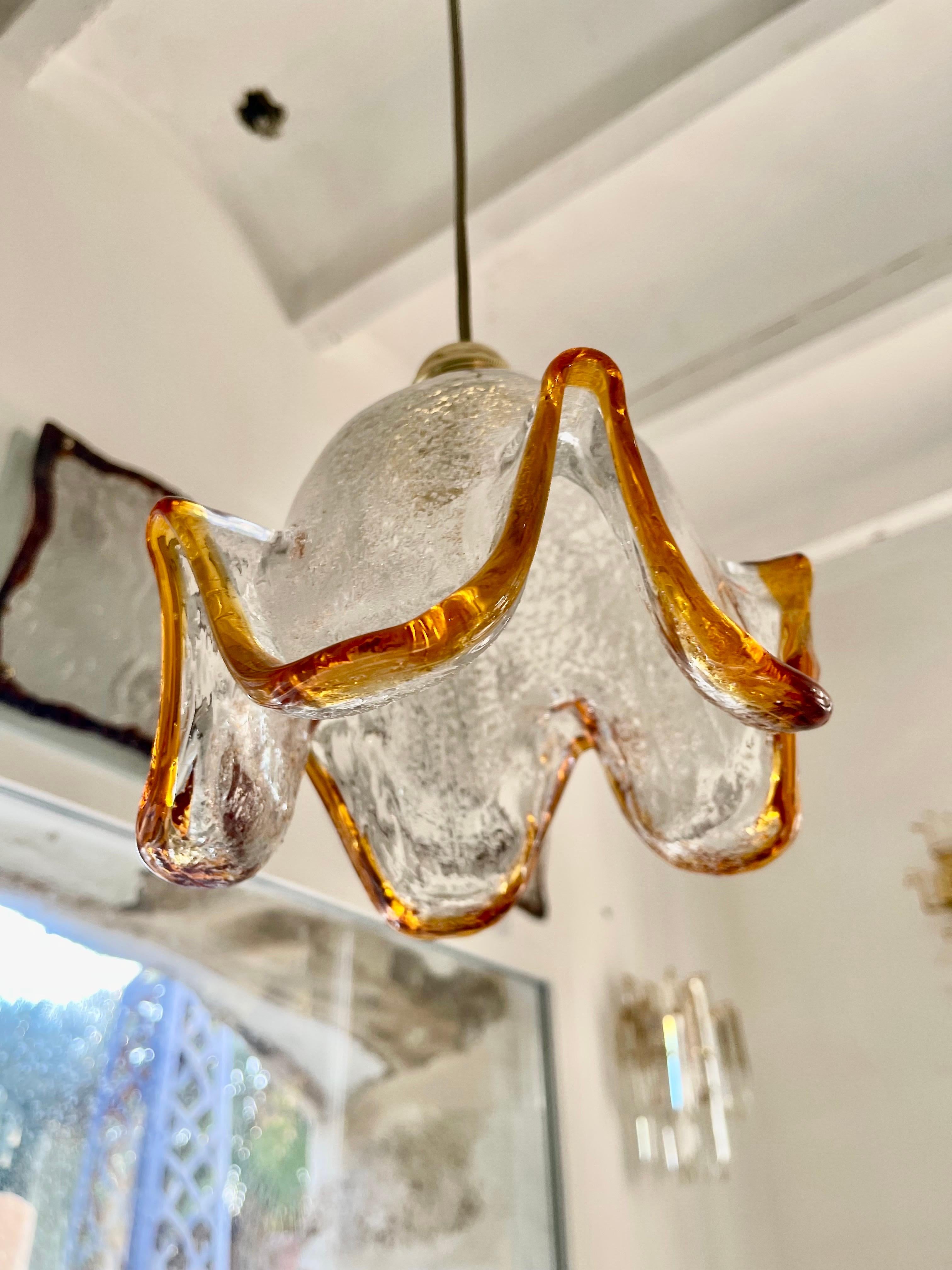 Italian Mazzega Pendant with Glass Murano Bicolore 4 units , Italy, 1970