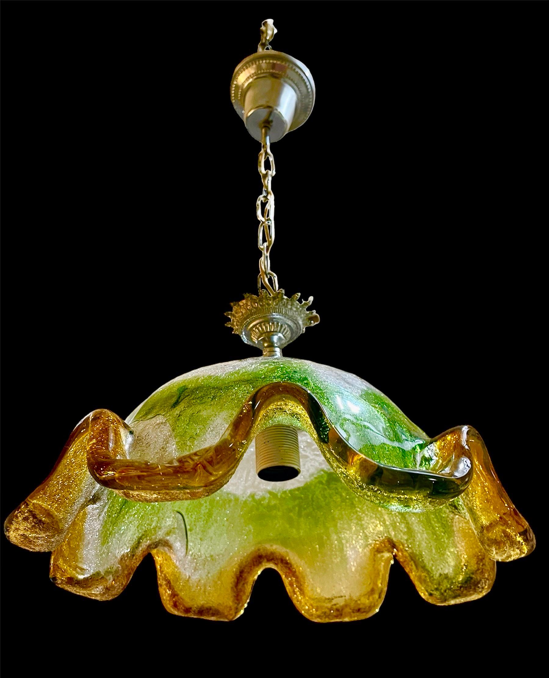 Exceptional Mazzega pendant, multicolore of glass Murano with structure. The Design and the quality of the glass make this piece the best of the Italian Design. This unique Mazzega globe in glass murano are exceptional.

 This Pieces of Arts glass