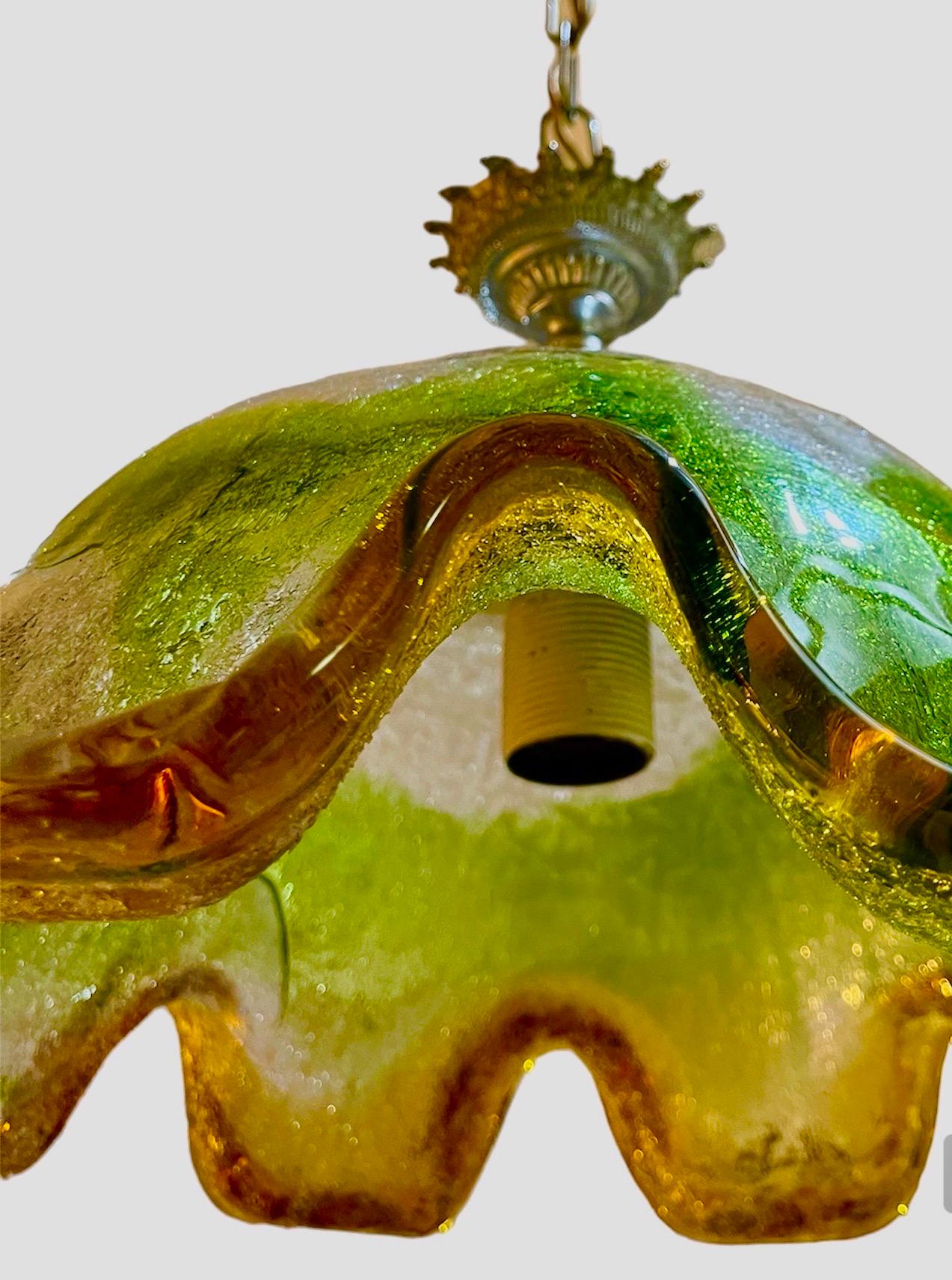 Italian Mazzega Pendant with Glass Murano Bicolore, Italy, 1970 For Sale