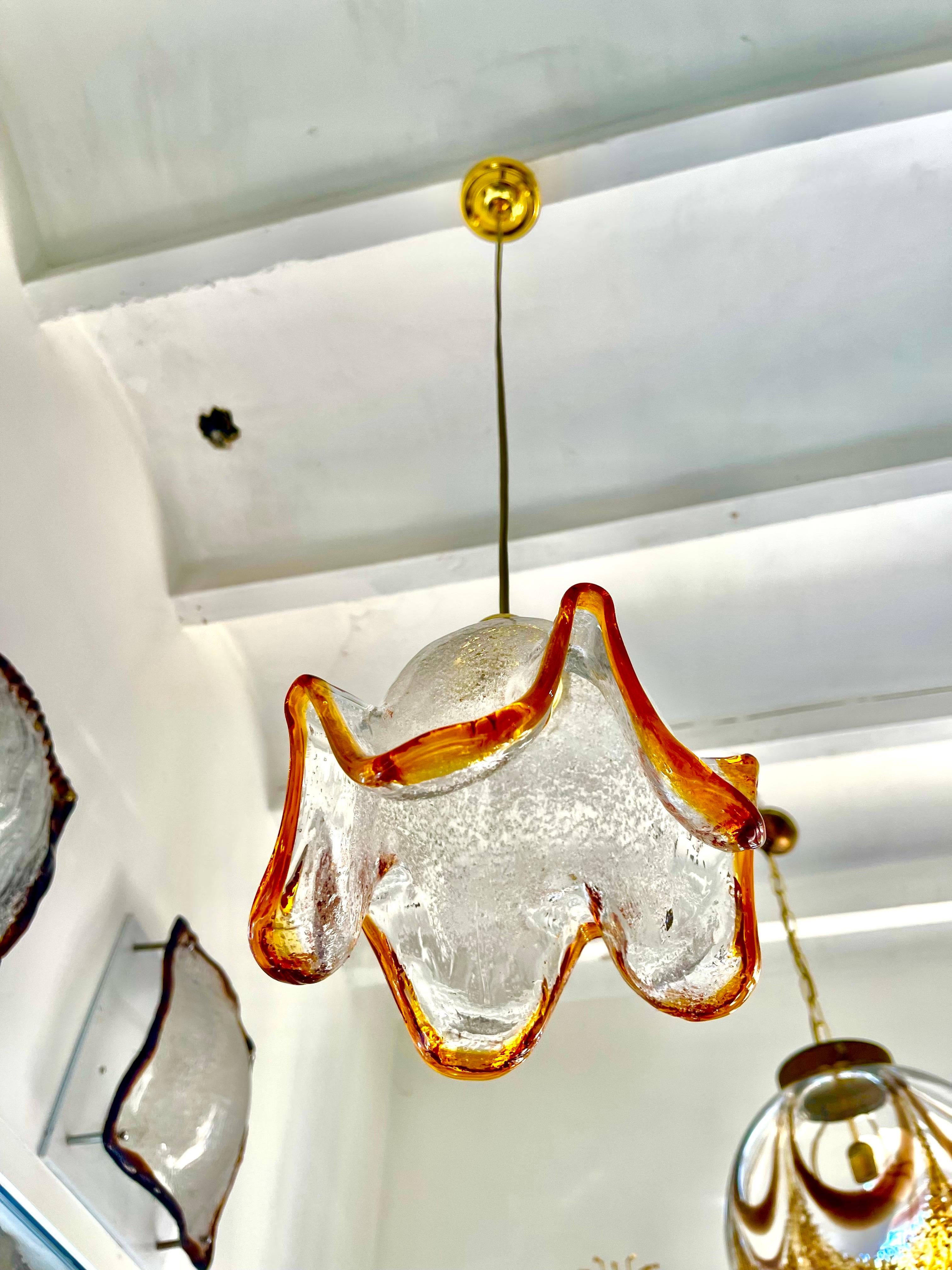 Mazzega Pendant with Glass Murano Bicolore 3 units  , Italy, 1970 Cristal de Murano